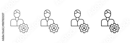 Hr Manager Icons Vector Set In Different Stroke Line Style