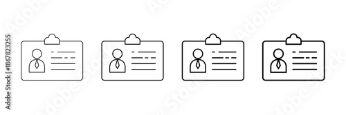 Employee Id Icons Vector Set In Different Stroke Line Style