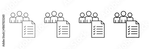 Attendance Icons Vector Set In Different Stroke Line Style