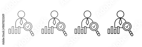 Performance Review Icons Vector Set In Different Stroke Line Style
