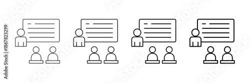 Employee Training Icons Vector Set In Different Stroke Line Style