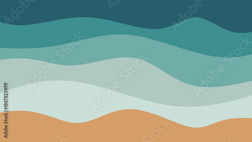 Canvastavla Abstract sea beach background with wavy layers