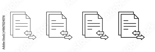 File Share Icons Vector Set In Different Stroke Line Style