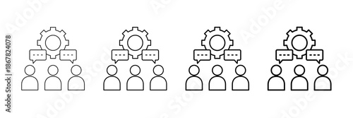 Team Chat Icons Vector Set In Different Stroke Line Style