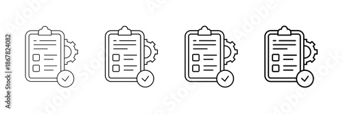 Task Board Icons Vector Set In Different Stroke Line Style