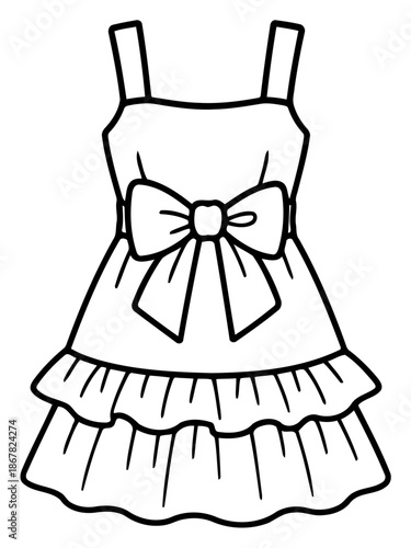 Charming Dress: An illustration of a classic dress is shown, perfect for designs related to fashion, style, and clothing. 