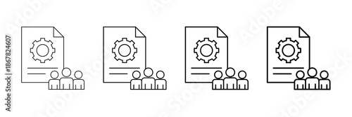 Work Group Icons Vector Set In Different Stroke Line Style