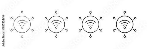 Remote Hub Icons Vector Set In Different Stroke Line Style