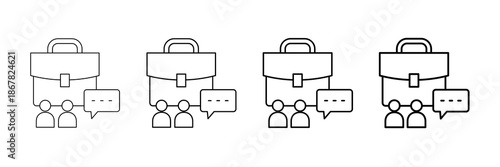 Work Chat Icons Vector Set In Different Stroke Line Style