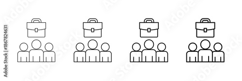 Team Space Icons Vector Set In Different Stroke Line Style