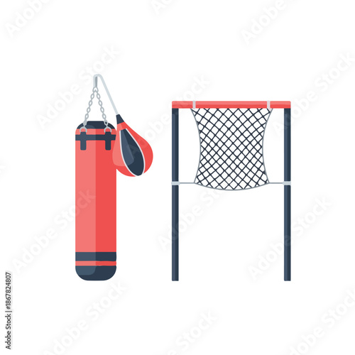 boxing equipment punching bag and speed bag.