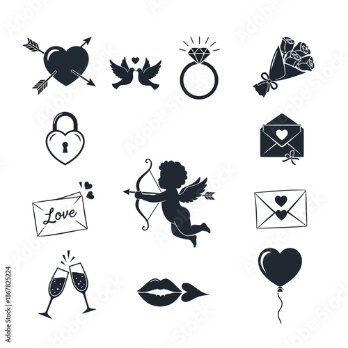 Black love icons and symbols.