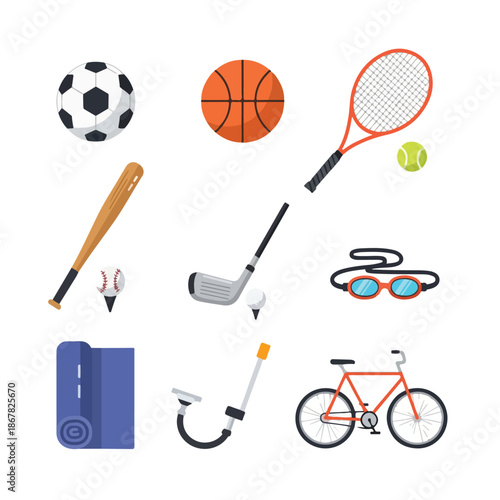 sports equipment collection set.