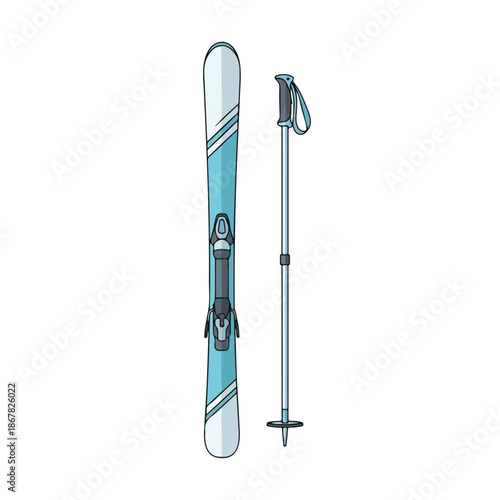 Ski and ski pole winter sports equipment.