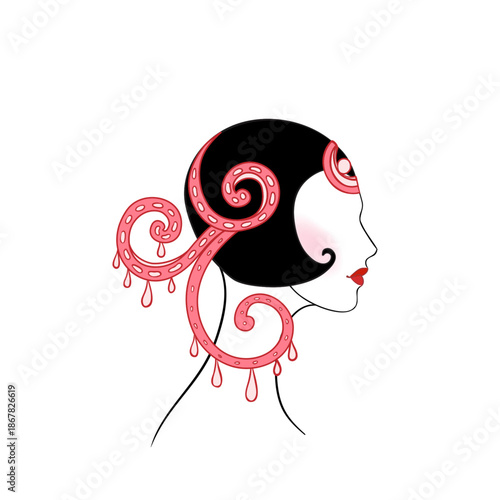 Vector illustration of a glamorous 1920s flapper girl in Art Deco style, with red feather and elegant silhouette. Perfect for vintage party invites, jazz events, themed weddings, or retro decor.