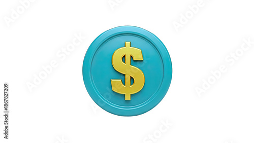Gold Dollar Sign on Teal Coin