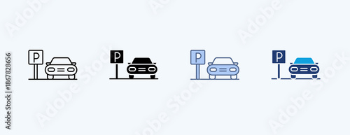 Parking Area Multiple Icon Illustration Vector