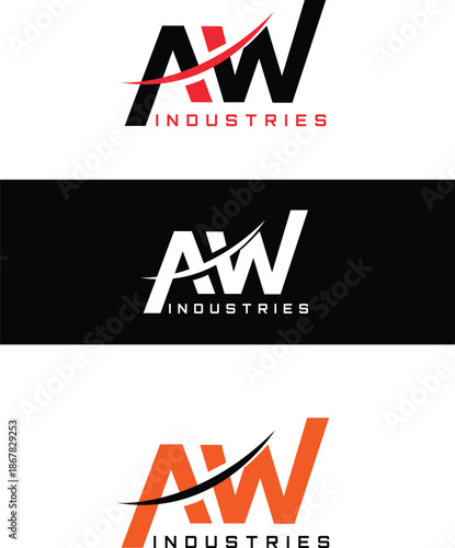 AW Monogram Logo Design with Dynamic Swoosh