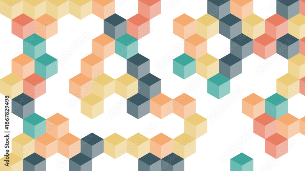 Obraz premium Abstract Colorful Isometric Cubes Pattern on White Background
