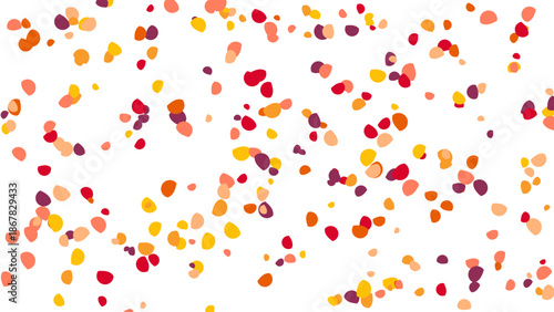 Abstract Autumnal Confetti Pattern on White Background