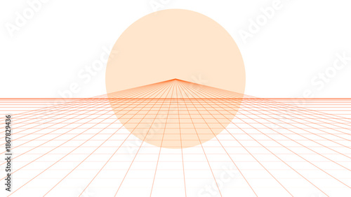 Abstract Horizon With Gridlines and Circle Sun
