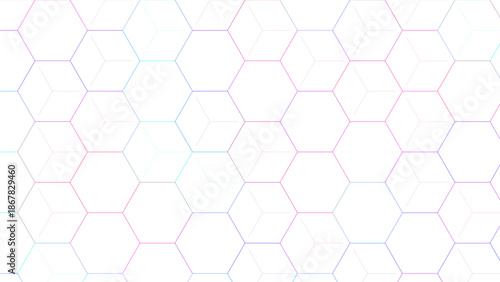 Abstract White Hexagon Pattern with Pastel Gradient Lines