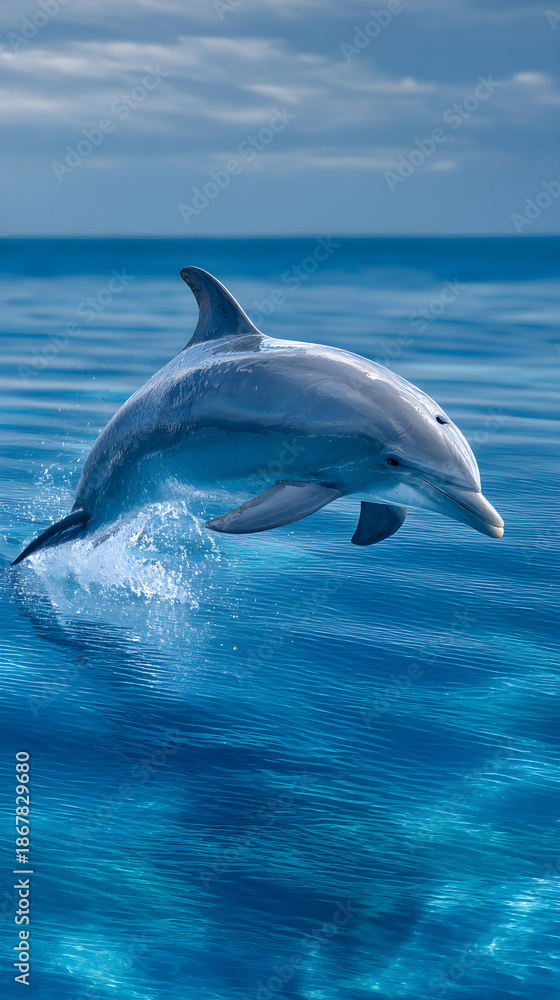 Fototapeta premium Dolphin Jumping Above the Ocean