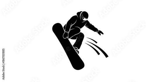 Snowboarder in mid air trick.