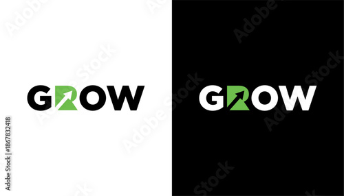 grow with letter R logo. grow arrow business invest design template element