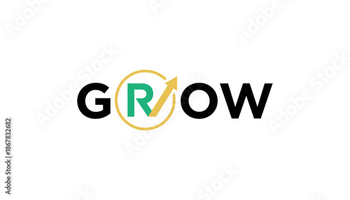 grow with letter R logo. grow arrow business invest design template element