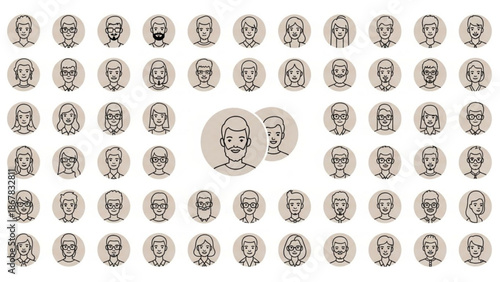 avatars, featuring male and female faces with varied hairstyles. Perfect for digital profiles, applications, and online interfaces