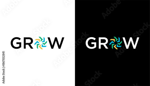 grow with letter R logo. grow arrow business invest design template element