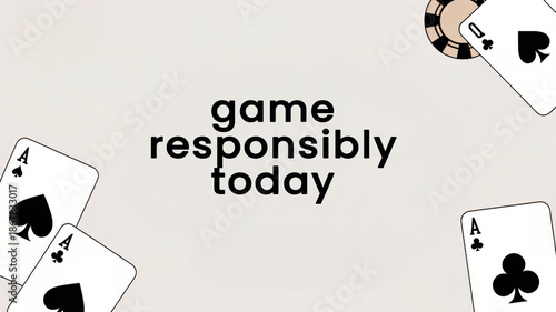 Responsible Gambling Awareness Message with Playing Cards Illustration.