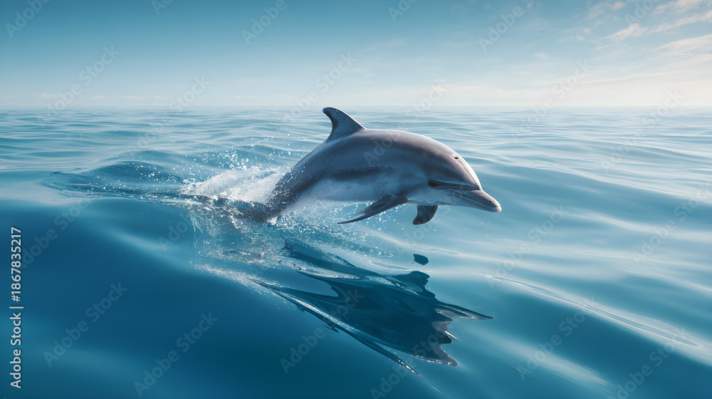 Fototapeta premium Dolphin Jumping Above the Ocean