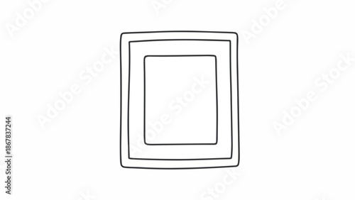 Black and white illustration of a square frame with a smaller square frame inside on a plain background.