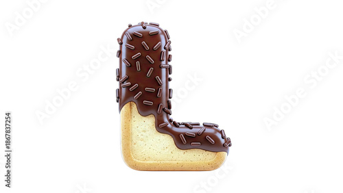 Chocolate Dipped Cookie Letter L with Sprinkles