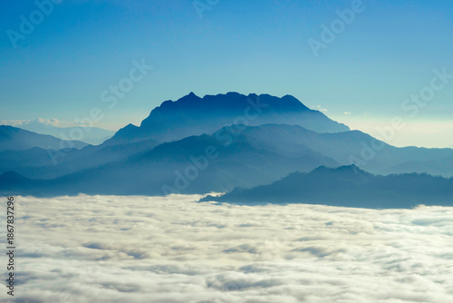 Majestic Doi Luang Chiang Dao Mountain with Sea of Mist.
