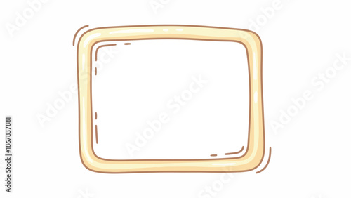 A simple orange rectangular frame with a thin red outline and dashed lines on a white background.