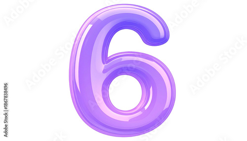 Free Download A vibrant, glossy, 3D rendered number six. The figure is a light purple with highlights, isolated on a black background - GFXLoad