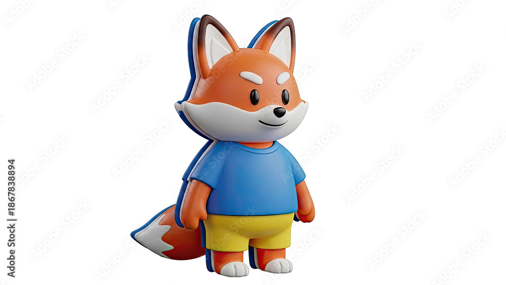 Fototapeta premium 3D Cartoon Fox Character