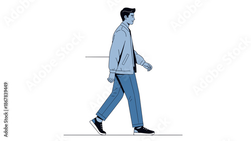 Man Walking Side View Illustration