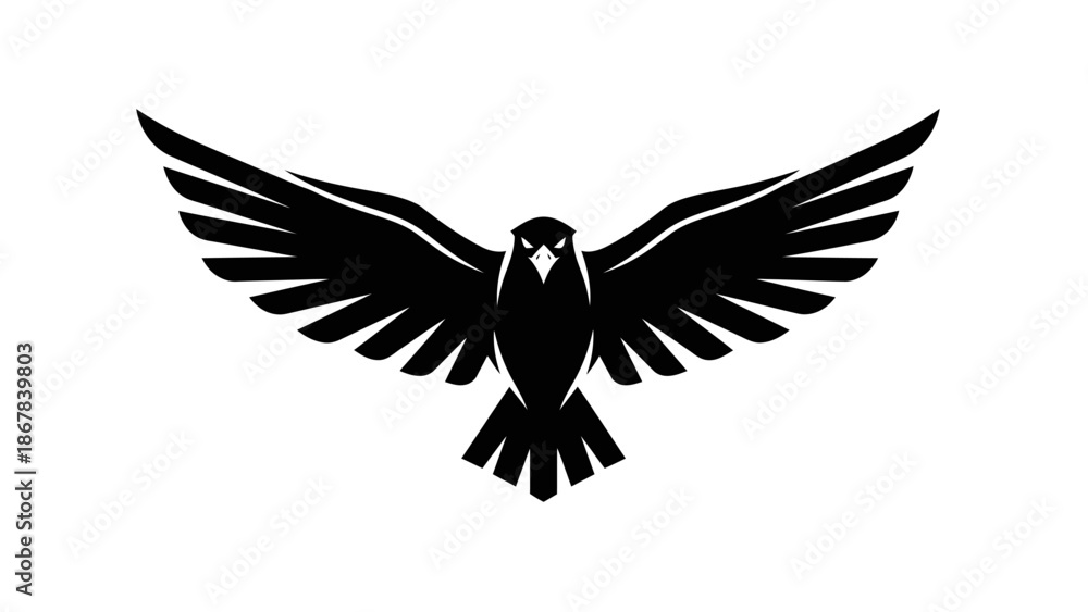 Obraz premium Black Bird Silhouette Flying Freely.