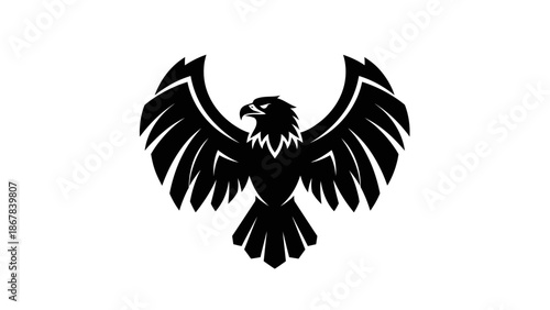 Black Eagle Silhouette Flying with Outstretched Wings.