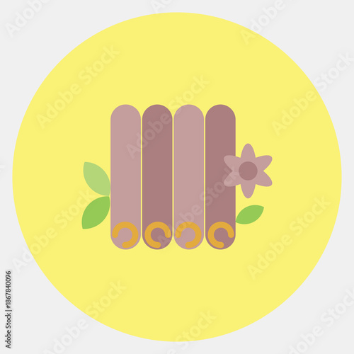 Icon cinnamon. Coffee shop elements. Icon in color mate style.