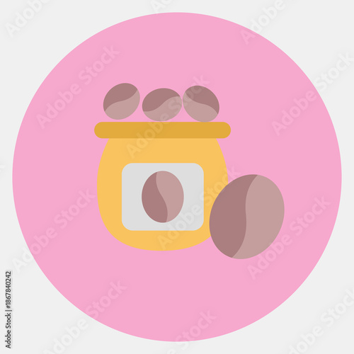 Icon coffee bean. Coffee shop elements. Icon in color mate style.