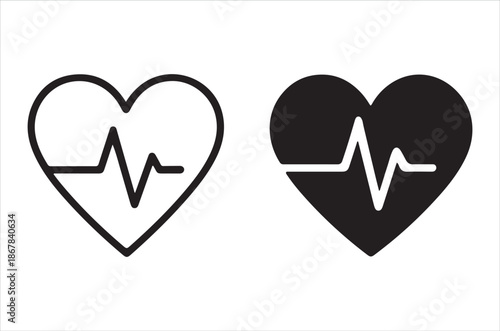 Two heart icons with electrocardiogram lines representing health and vital signs