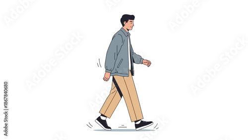 Man walking, casual style, modern vector illustration, isolated on white background