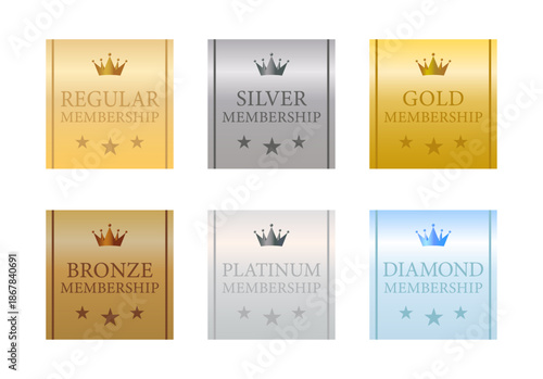 星評価と英字表記を組み合わせた、REGULARからDIAMONDまでの会員ランクカードデザイン