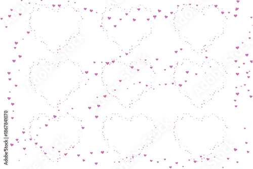 Pink heart shapes forming a repeating pattern on a white background