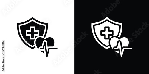 Health Insurance Icon Set Black And White